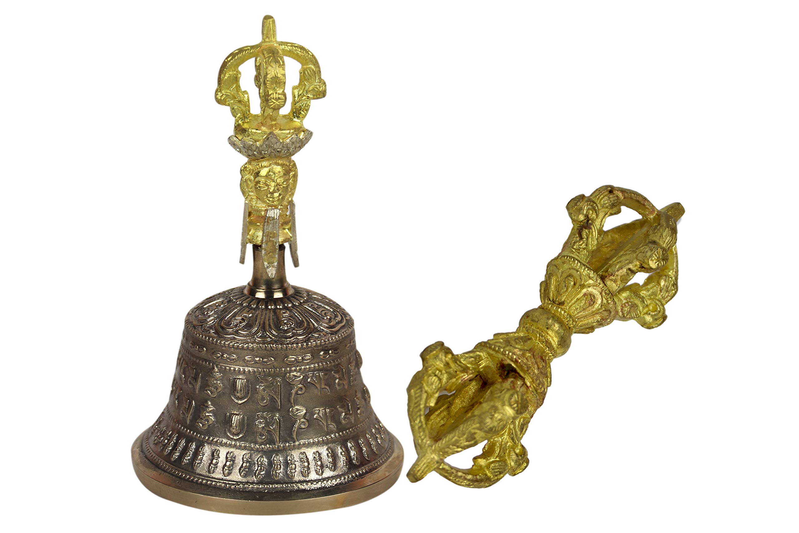 オールドチベット仏教 銅製 金工細工仏陀鈴 Dorje Vajra Bell Amazon.com: Tibetan Meditation Bell and Dorjee set, for Buddhist