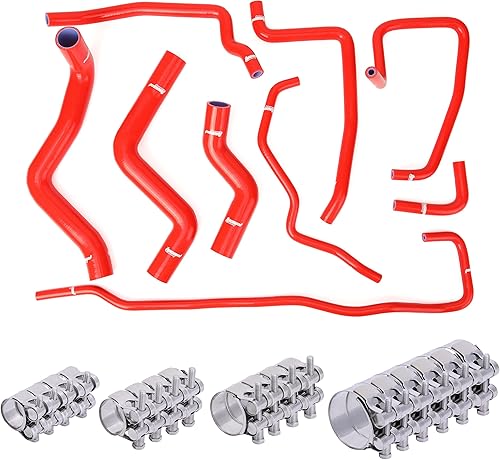 Miniatura 5 de Kit de manguera de refrigerante de radiador de silicona para Mazda RX8 SE3P 13B-MSP con 18 abrazaderas de perno en T (negro)