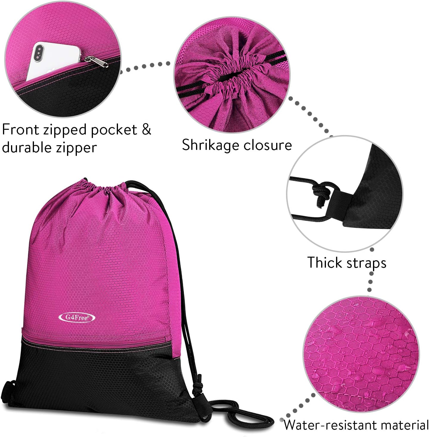 G4Free 15L Drawstring Backpack 15L&20L Cinch Bag String Backpack Gym Bag for Men Women Nylon