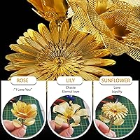Vista 3 de Microworld Rompecabezas de metal 3D, kit de modelos de metal de flores doradas, regalo de bricolaje para adultos, montaje para principiantes