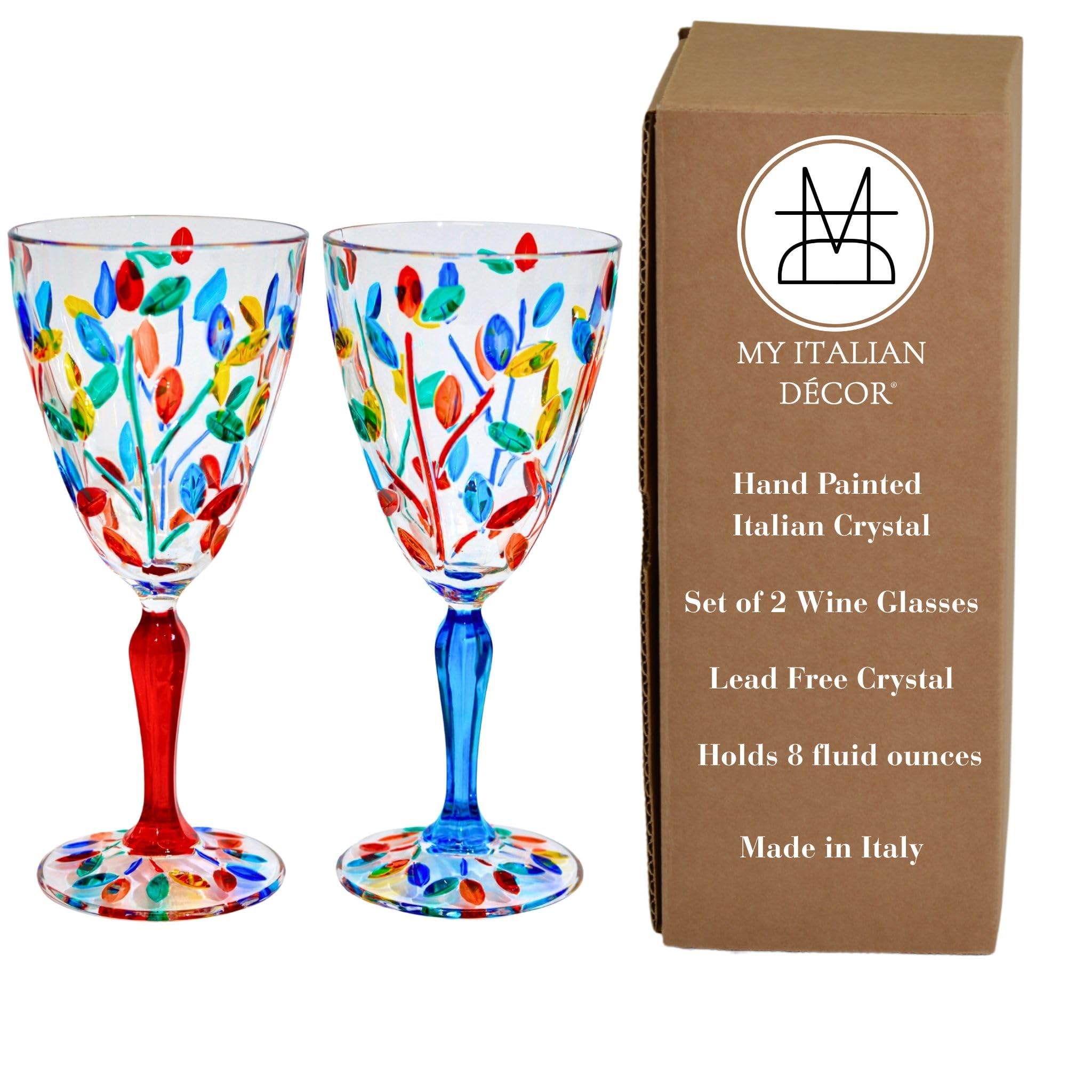 Amazon | MY ITALIAN DÉCOR ムラノグラス 赤ワイングラス 生命の樹 8