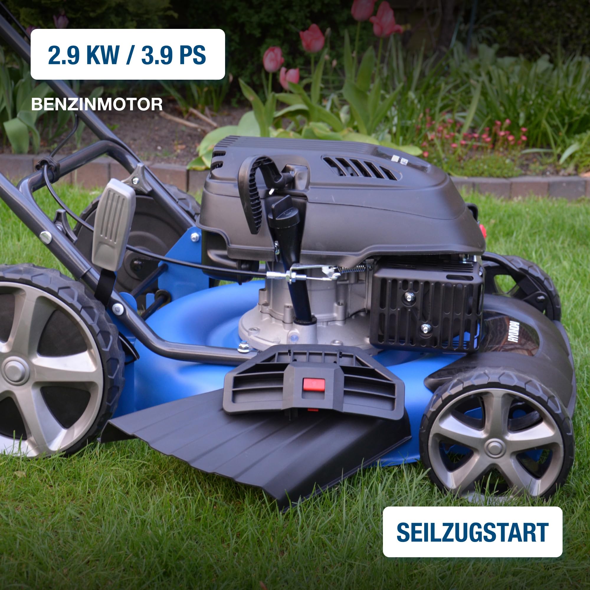HYUNDAI Rasenmäher LM5103G M (Mulchmäher mit 51cm Schnittbreite, kraftvoller 2.9kW / 3.9PS Hyundai Motor, Mulcher)