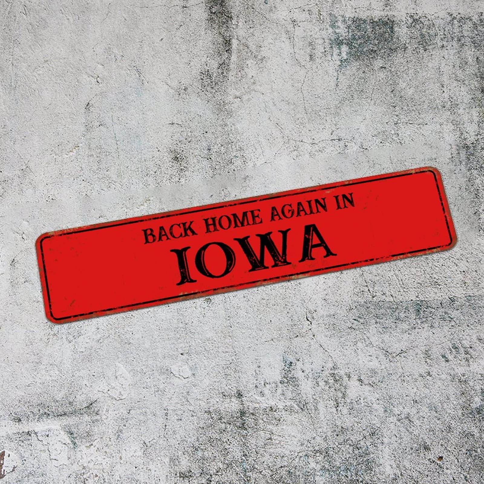 Plaque en métal rustique évocation Iowa pour créer une ambiance chaleureuse