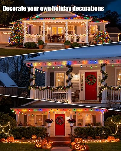 Miniatura 7 de Luces de Navidad C9 para exteriores, 114 pies, 150 luces LED impermeables con temporizador y 8 modos, conectable grado comercial, árbol de Navidad