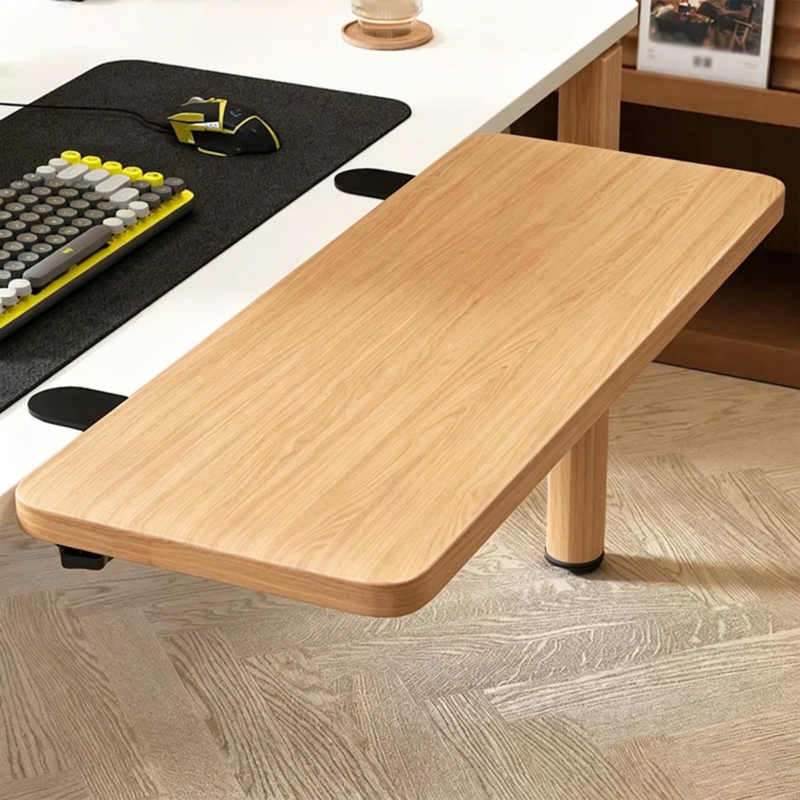 Rallonge de Rebord de fenêtre Extension De Rebord De Fenêtre Large (20-25 Cm) À Fixation par Pince – Bois Naturel Ou Noyer – Installation sans Perçage(Natural Wood,47x10in/120x25cm)