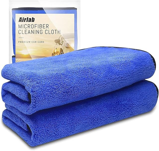 Airlab 2X Large Microfibre Car Cleaning Cloths 90x60cm XXL, 500GSM Dual-Sided Drying Towels for Auto Detailing, Motorcycles Polishing, Vehicles Washing, Lint-Free, Streak-Free, Highly Absorbent