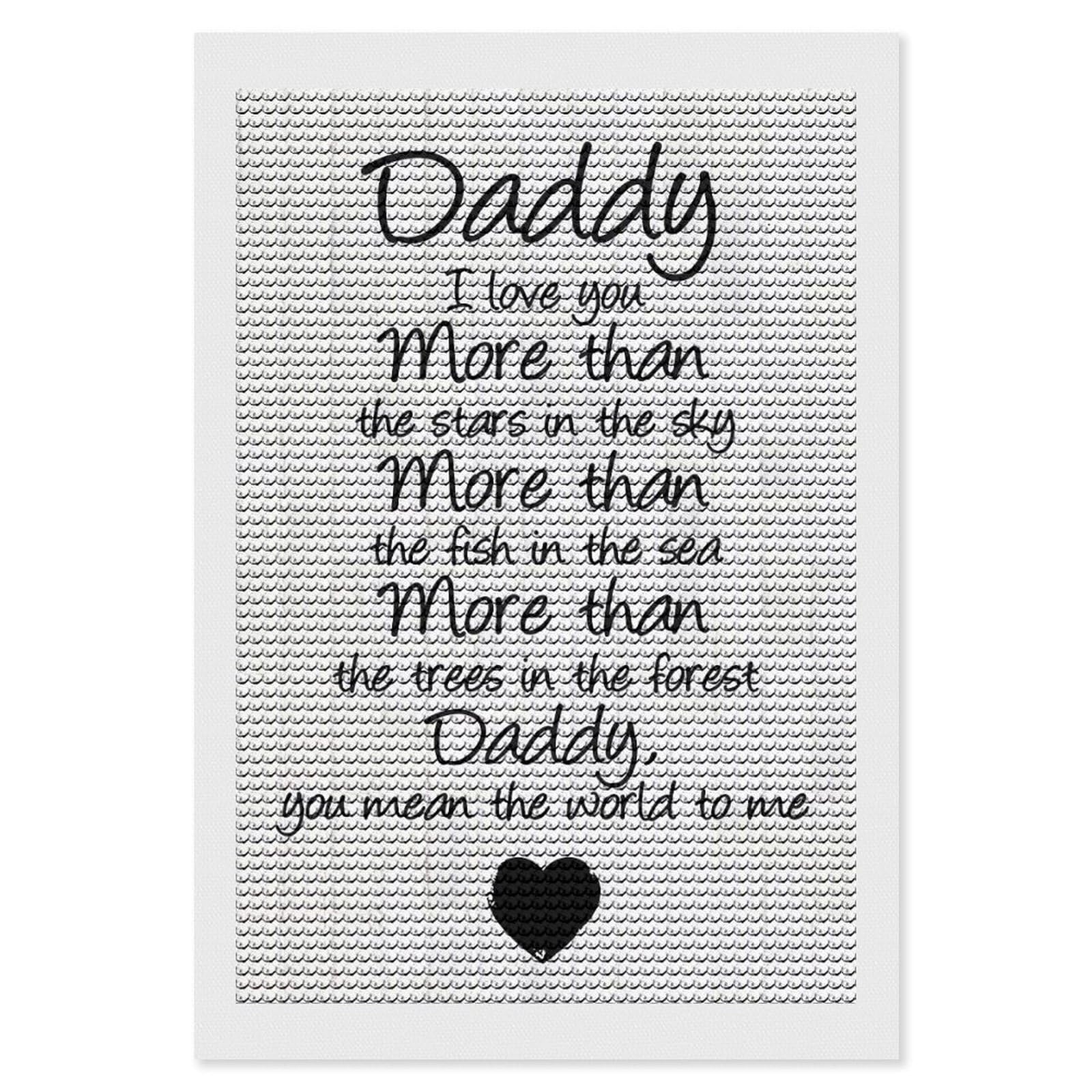 Junmoney Father Day Quote Daddy Diamond Art Canvas 8"x12", for Teens, Nice Detail and Sparkle, Farmhouse Decor, Festive Craft Gift, Easy to Enjoy