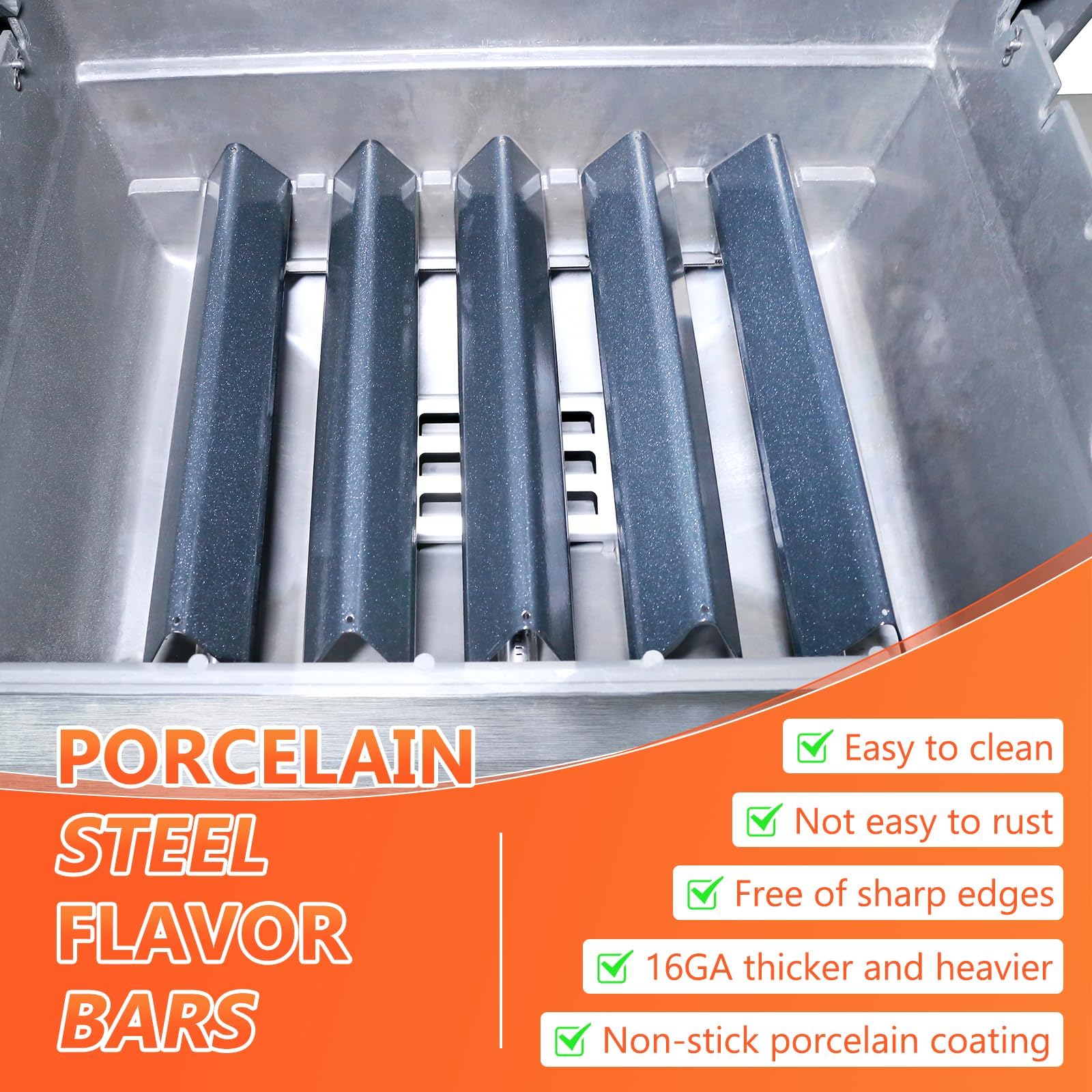 GFTIME 69787 quemador de acero inoxidable y 7636 Flavorizer Bar & 7638 Hierro Fundido Parrilla Set para Weber Spirit E310 S310 E320 S320 E330 S330 (con botones frontales), II//LX 310, piezas de