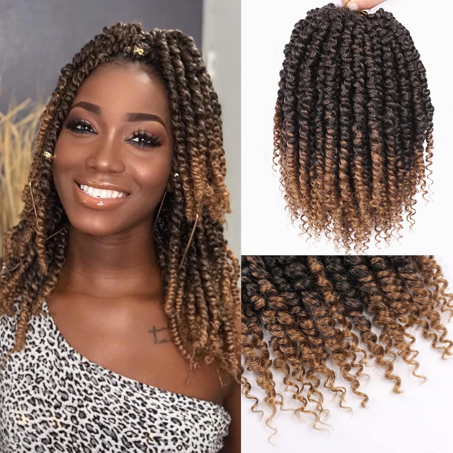 WIGNEE 9 Packs 108 Strands Passion Twist Hair 10 inches Pre Looped Passion Twist Crochet Hair for Black Women Natural Black Locs Crochet Hair(T1B/27)