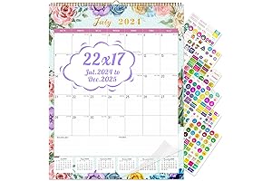 Pretty Floral 18-Month Office Calendar 2023-2024 Wall Calendar Office Supplies