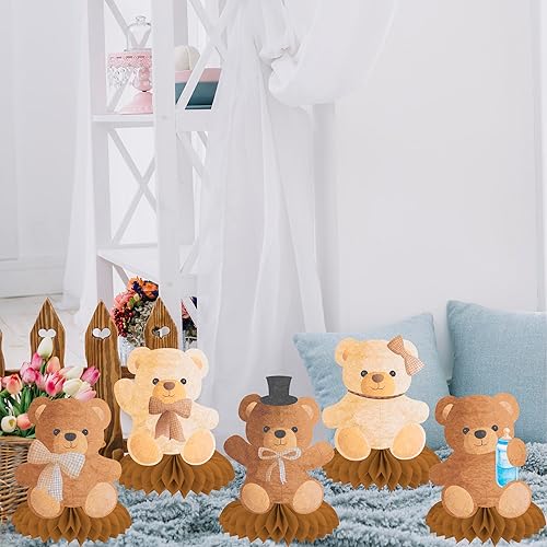Miniatura 8 de 9 piezas de oso de peluche con forma de panal de abeja, decoración de mesa con temática de oso para niños, fiesta de cumpleaños, revelación de