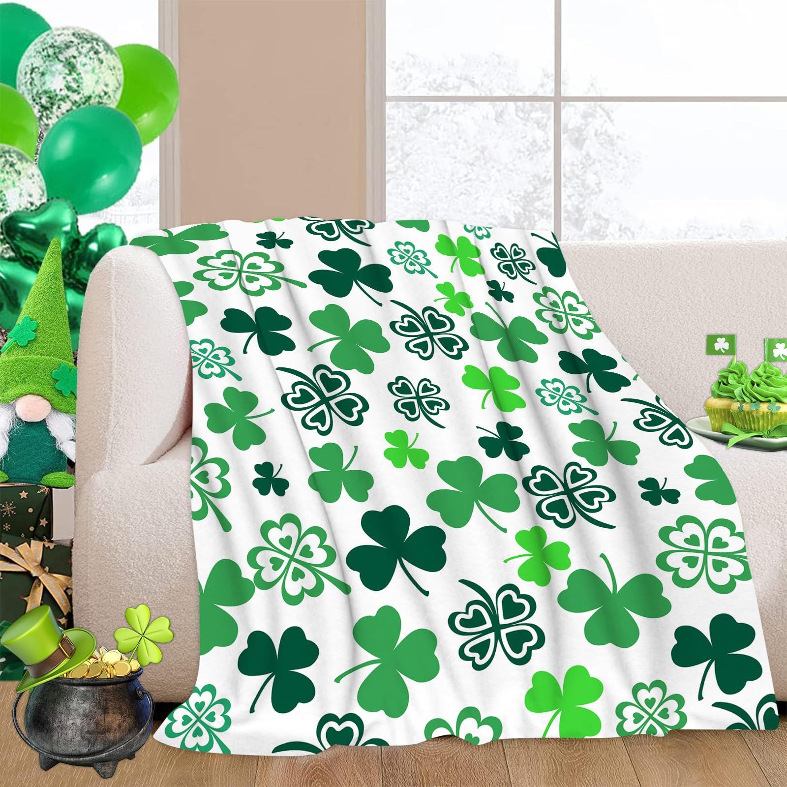 Couverture verte imprimée en 3D flanelle gonflée contre le frisson de l'hiver