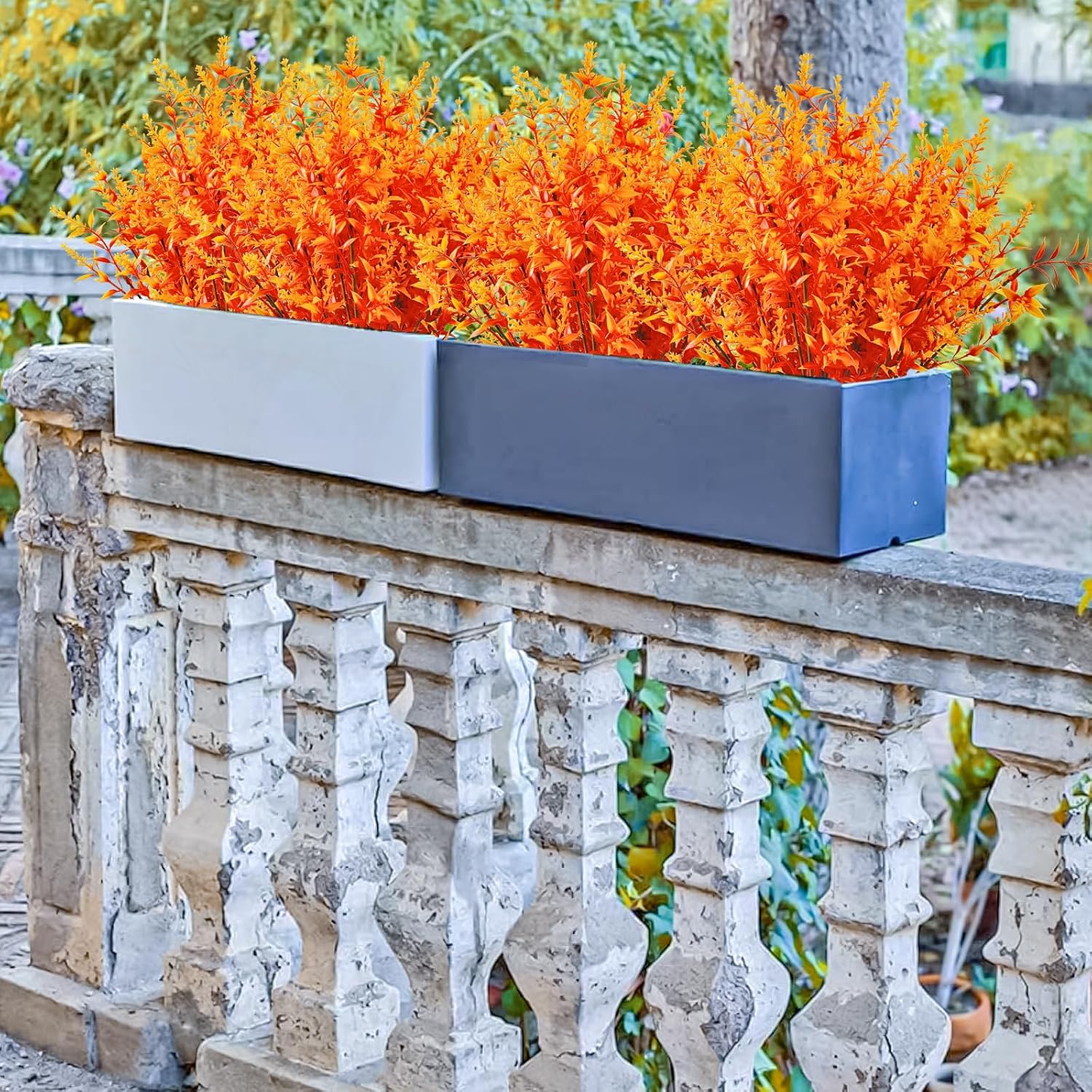 10 Bundles Artificial Fall Flowers for Outdoors,UV Resistant Fake Lavender Flowers Outdoor Faux Plastic Plants Flower for Indoor Outdoor Home Decoration(Gold Yellow) - Image 8