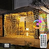 ZAIYW 600 LED Curtain Fairy Lights 20x10ft Warm White & Multicolor, Waterproof Remote Timer Connectable for Bedroom Wedding Party Garden Decor