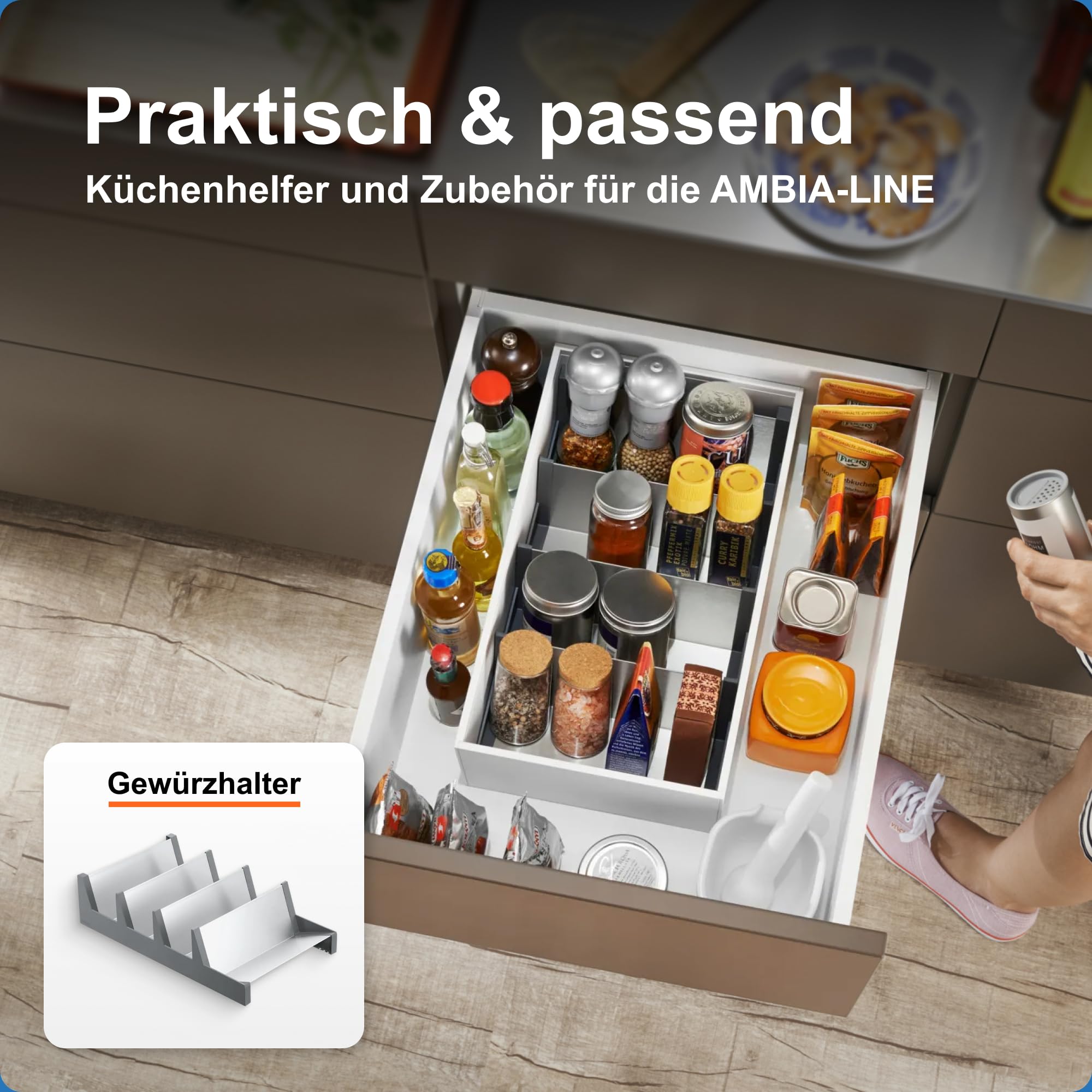 Blum AMBIA-LINE Schubladen-Organizer Stahl 37×22×11 cm | Seidenweiß | Küche | Magnetplattenhalter – kein Verrutschen | Schubladen Organizer aus formstabilem Stahl | Modular erweiterbar | Für Küche & Bad