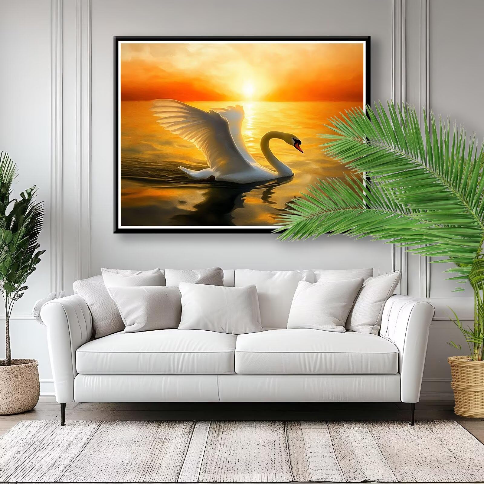 Malen nach Zahlen Tier, Malen nach Zahlen Erwachsene Schwan, Paint by Numbers Kreativ Set für Erwachsene, DIY Ölgemälde Leinwand Kunst Bastelset für Zimmer Deko Geschenke 90x70 cm, Rahmenlos S-1