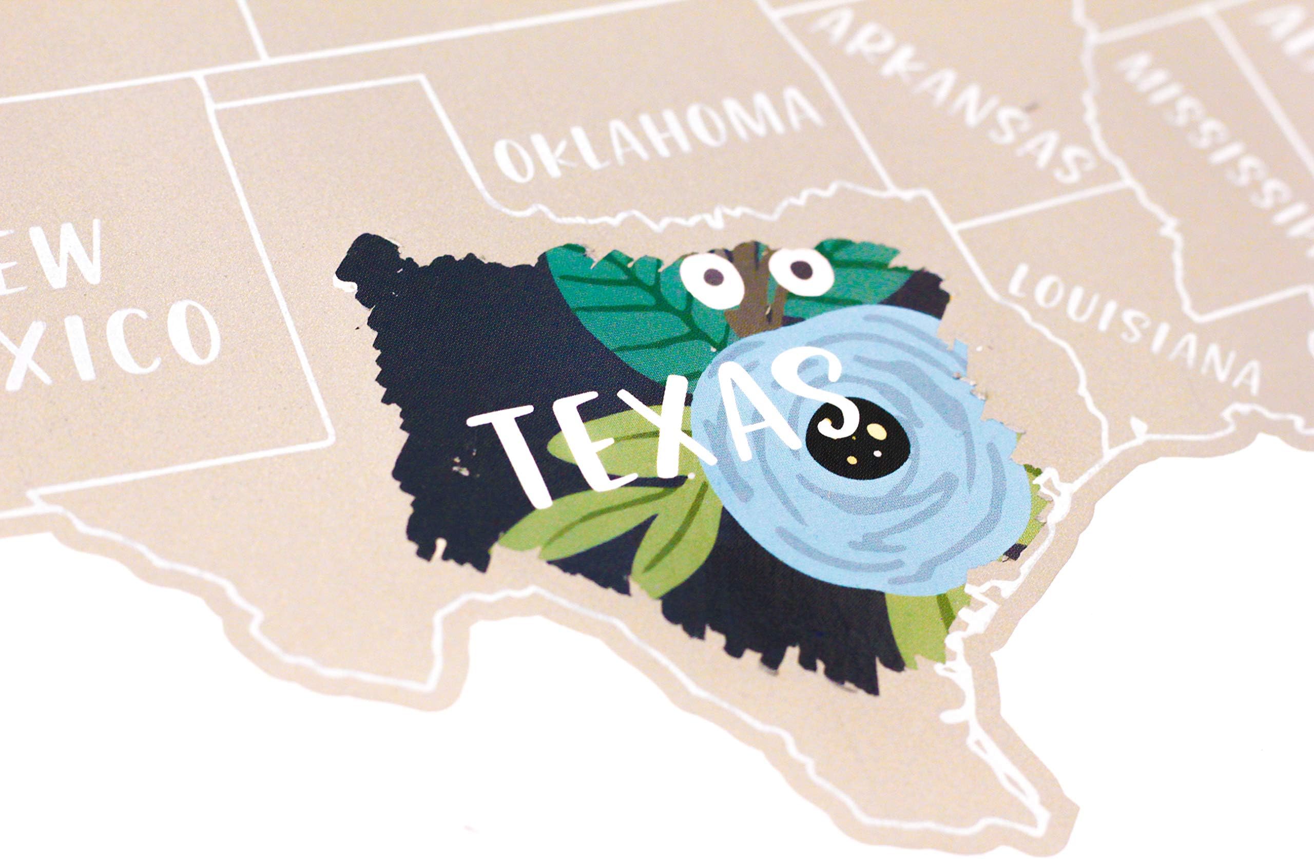 Scratch Your Travels USA Floral Map - Stop and Smell The Flowers United States Map