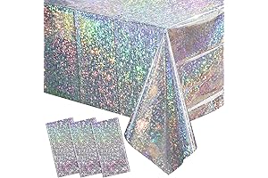 3 Pack Iridescent Silver Tablecloths for Parties