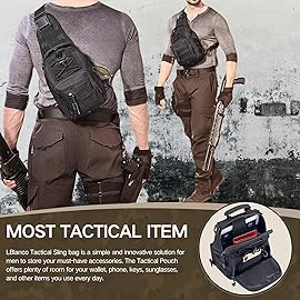 LBlanco Tactical Shoulder Sling Bag Small Outdoor Chest Pack Backpack for Men Traveling, Trekking, Camping, Sling Backpack Daypack Army Bag(Black)