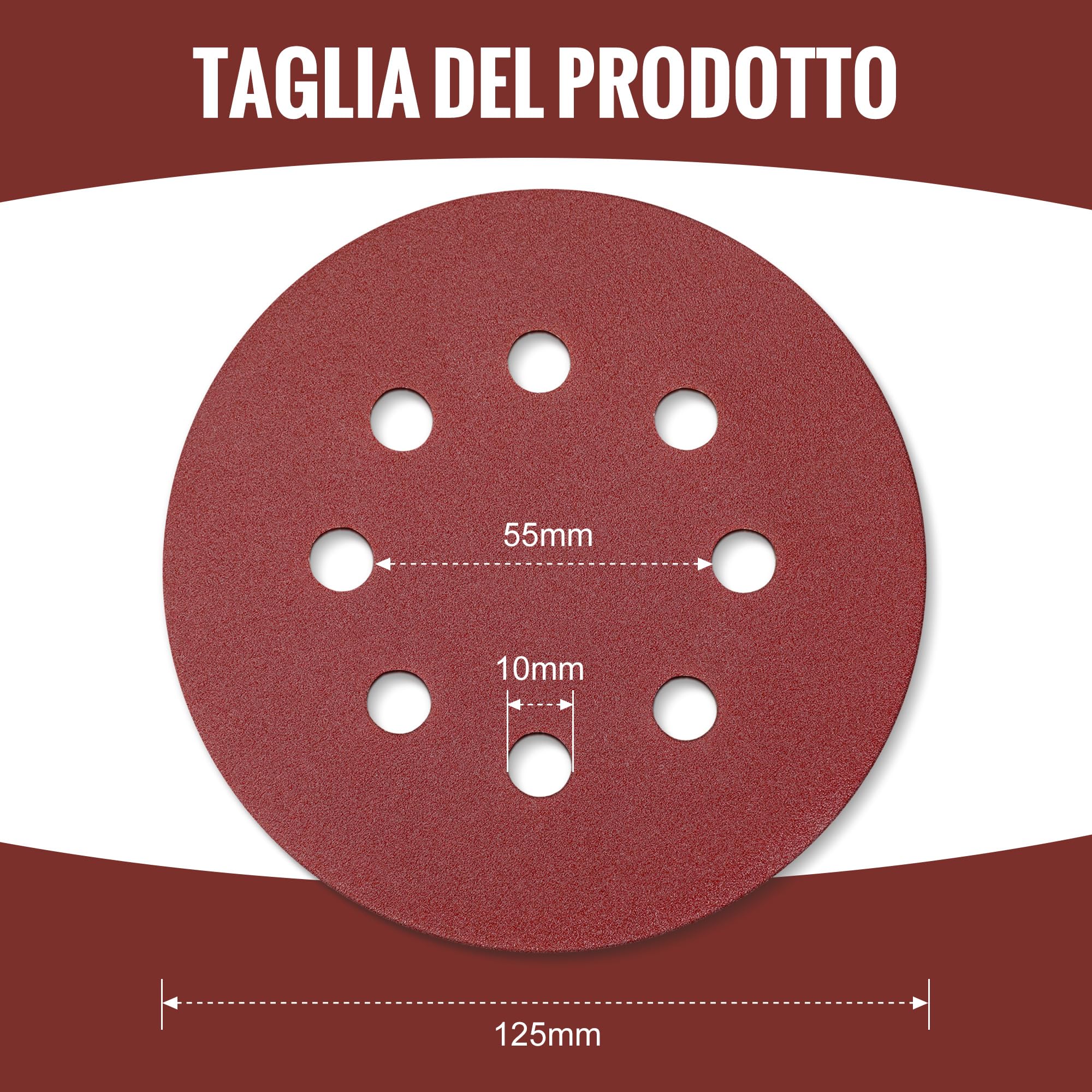 WORKPRO 150 Pezzi Dischi Abrasivi 125mm, Carta Vetrata per Legno con 8 Fori, Grana 60,80,100,120,150,180,240,320,400,600 Carta Abrasiva per Levigatrice Orbitale per legno