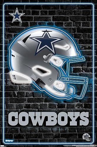 NFL Dallas Cowboys - Póster de pared con casco neón 23, 34 pulgadas de largo x 22.4 pulgadas de ancho, versión premium sin marco