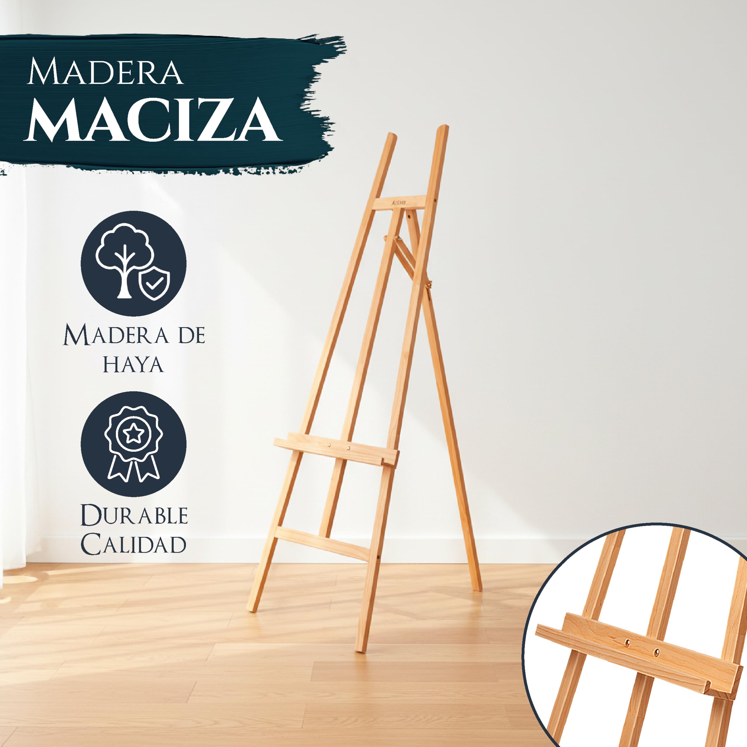 Artina Caballete de Pintura madera de haya maciza para lienzos hasta 120cm | para todas las técnicas y artistas plegable bastidor suelo atril Sevilla