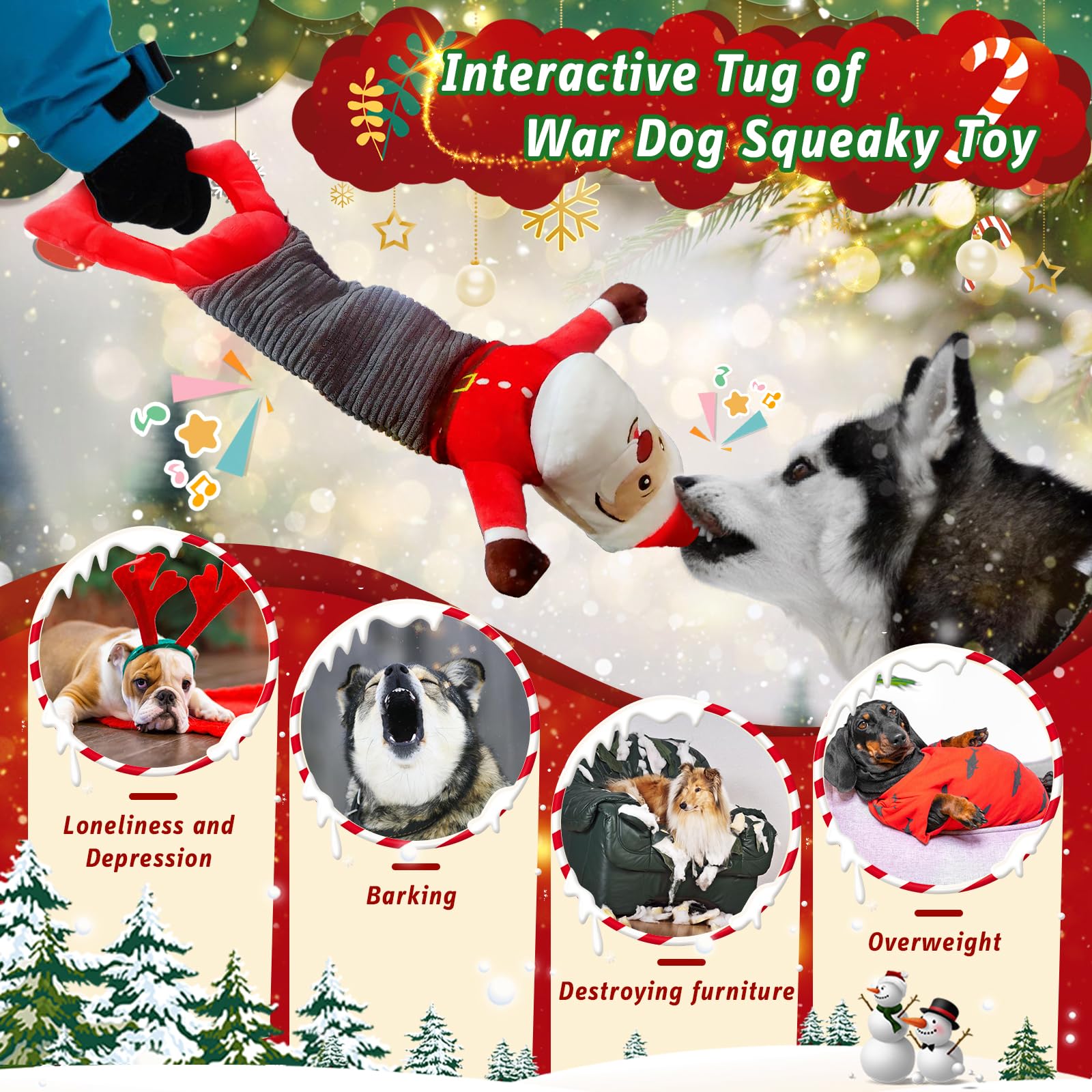 Juguetes Chirriantes De Navidad Para Perros - Con Sonido De Papel Arrugado, Sin Relleno, Para Cachorros Y Perros Grandes
