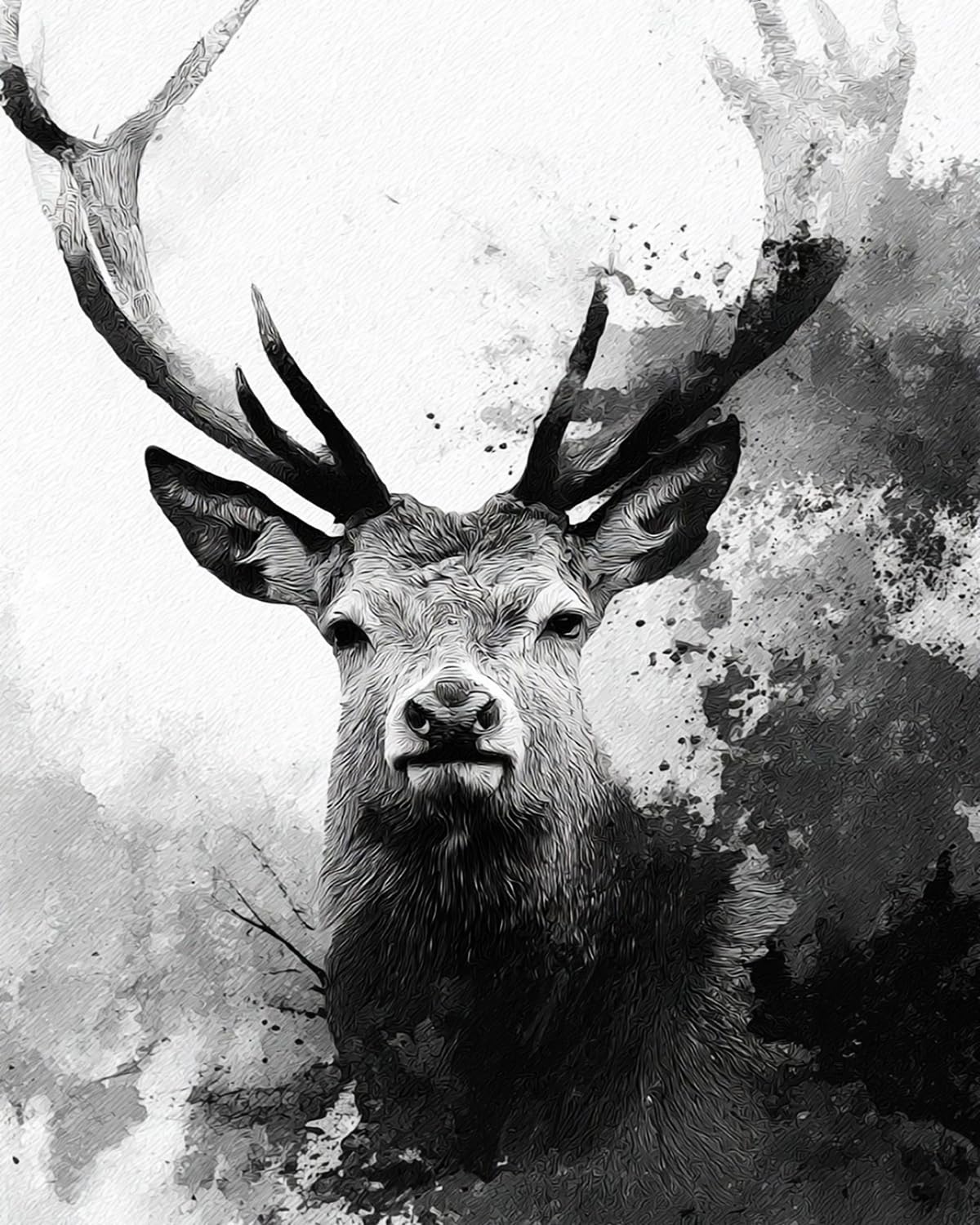 LIUBAISHI Paint by Numbers for Adults – 16x20 Canvas | Oil Painting Kit for Home Decor, Stress Relief Craft, Gift for Adults with Paints and Brushes-Ink-Shadowed stag