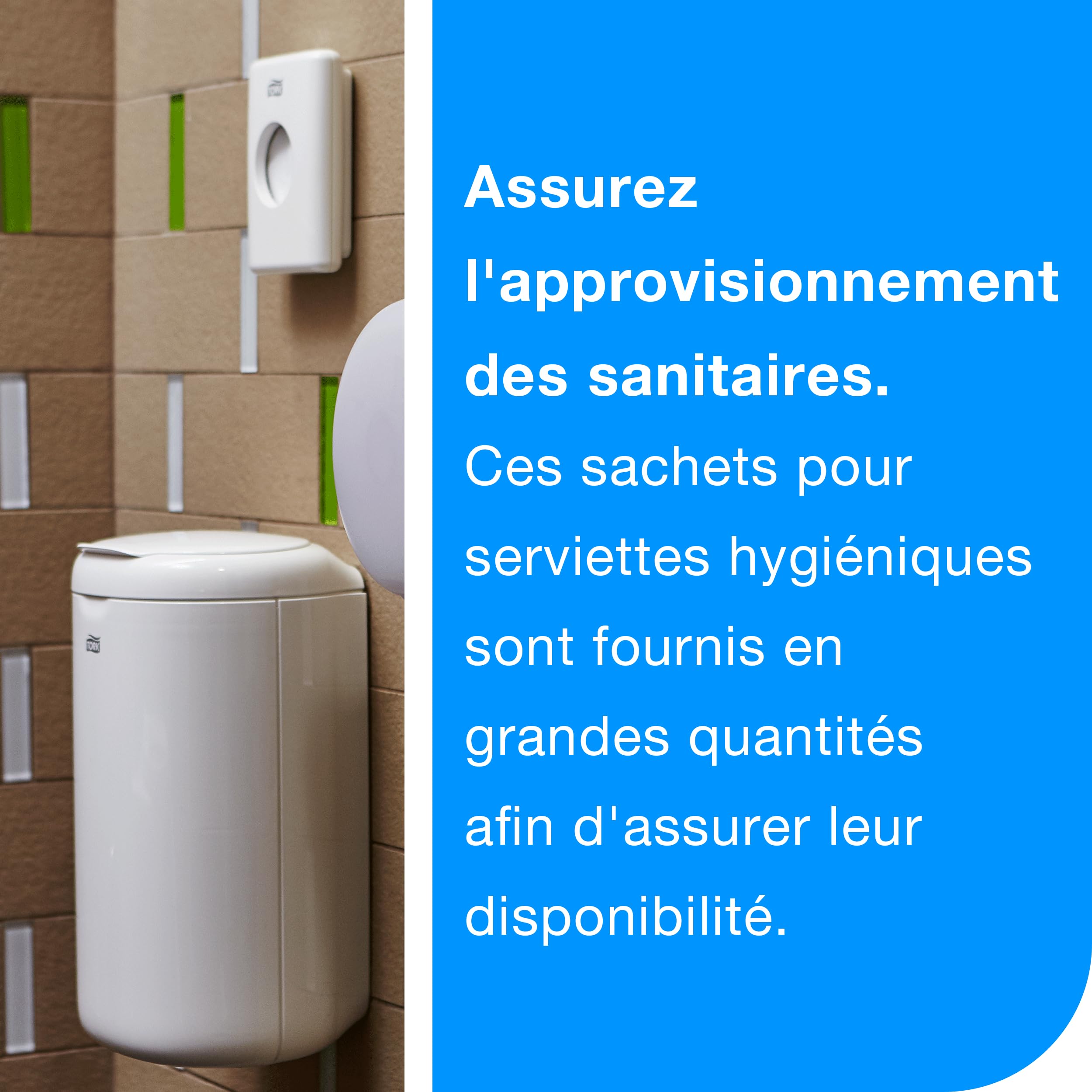 Tork 566000 Distributeur de Sachets pour serviettes hygiéniques - Blanc - Lot de 8