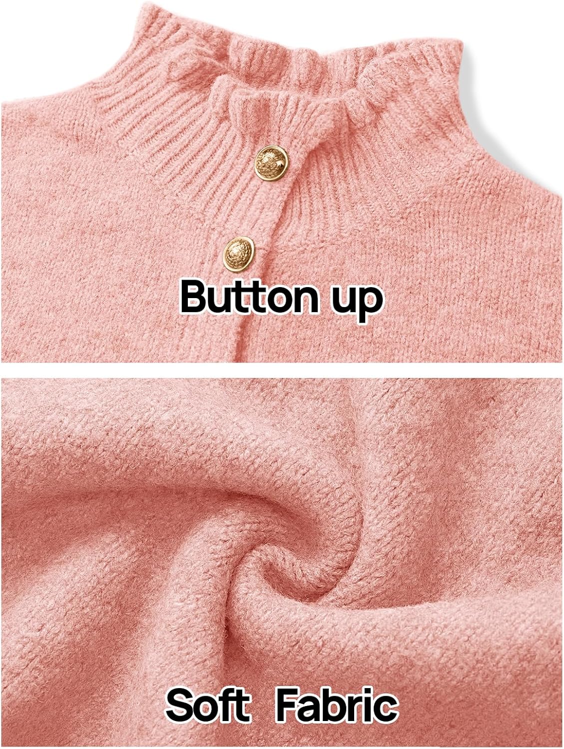 MEROKEETY Women's Fall 2026 Chunky Cardigan Sweaters Trendy Ruffle Button Down Long Sleeve Casual Knit Coat Winter Clothes - Image 5