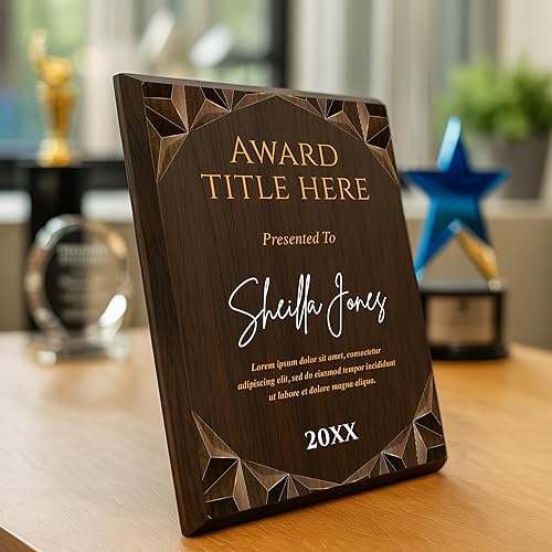 Miniatura 7 de Placa vertical de madera personalizada de 11 x 15 pulgadas para premios y trofeos, placa de premio personalizada para empleados del mes, regalos de