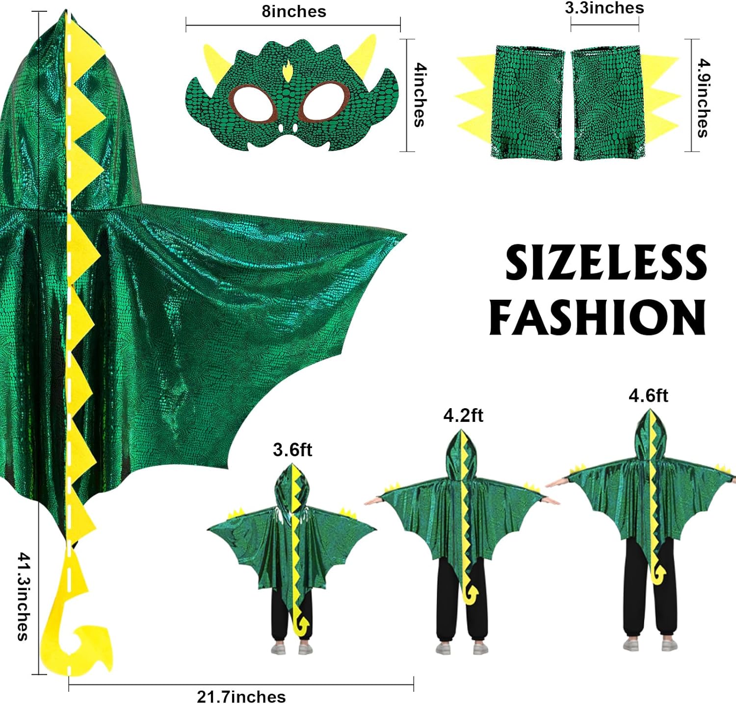 iROLEWIN Dragon-Wings-Costume for Kids Toddler Dress-Up Halloween Costumes as Boys Dinosaur-Cape Mask Gloves Birthday Gifts - Image 8