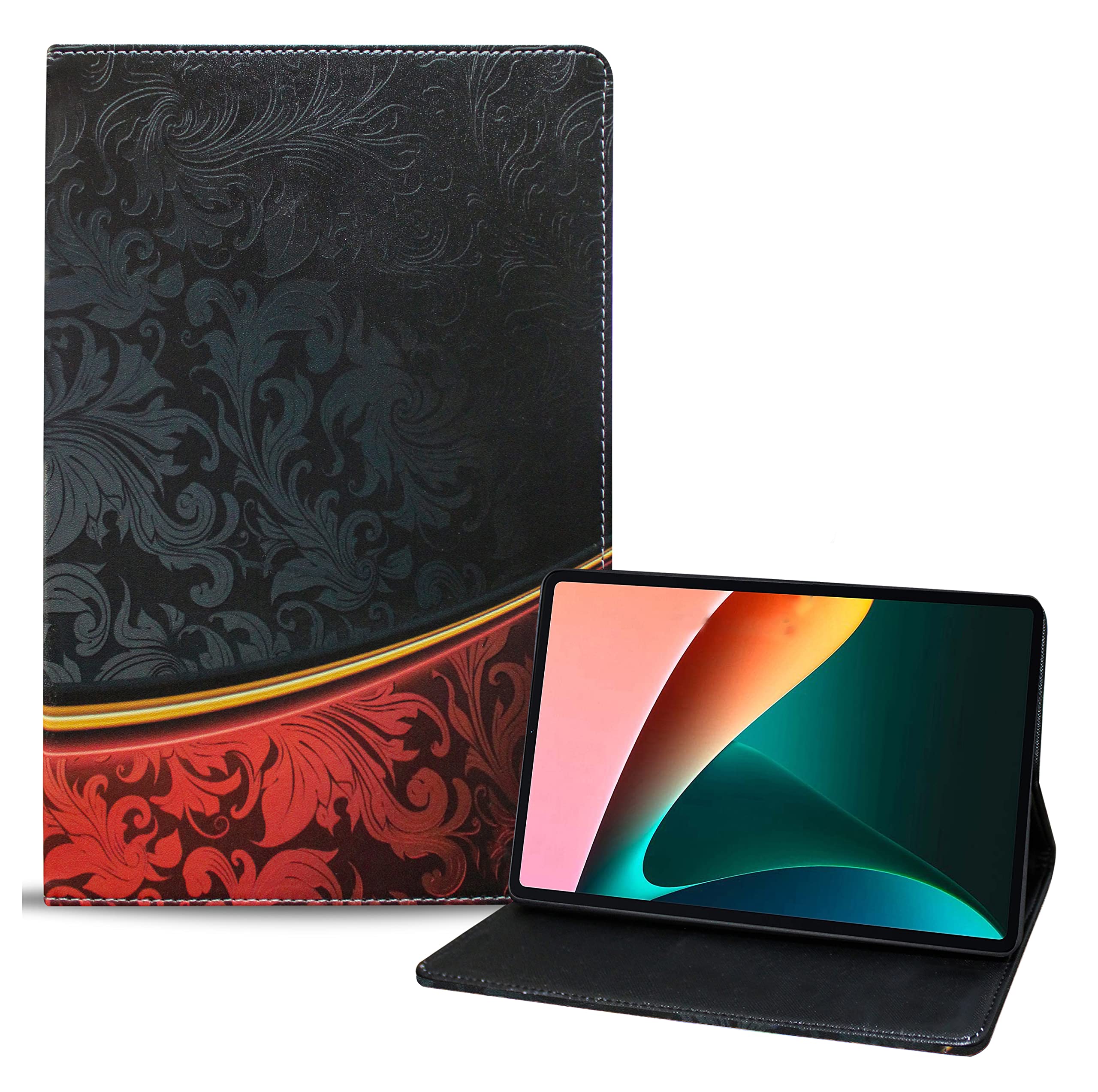TGK Printed Classic Design Leather Folio Flip Case with Viewing Stand Protective Cover for Xiaomi Pad 5 11.0 inch (Black & Red Floral Pattern) (B0B4JMN98Y) Amazon Price History, Amazon Price Tracker