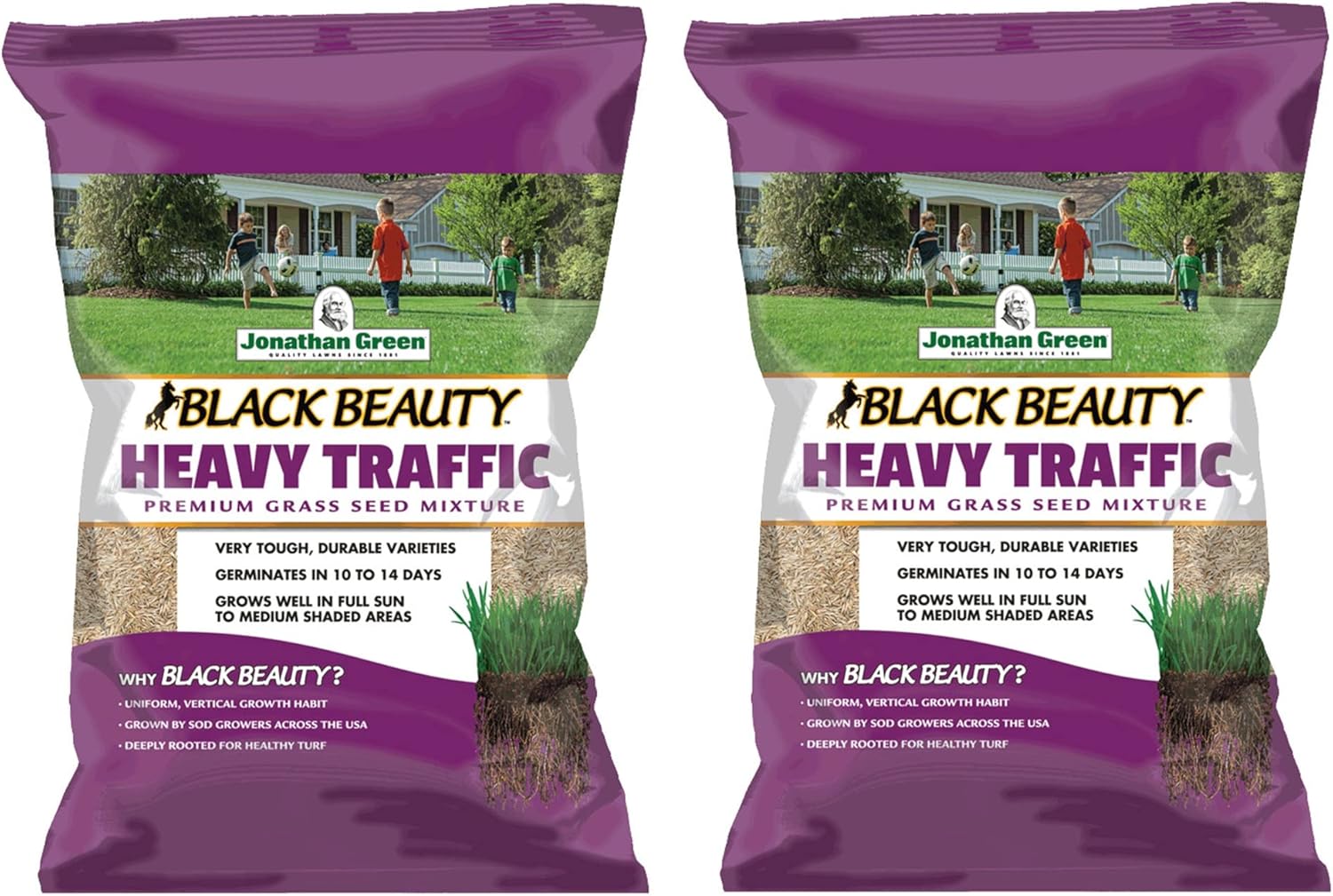 Jonathan Green Black Beauty Heavy Traffic Premium Grass Seed Mixture, 25lb (Pack of 2)