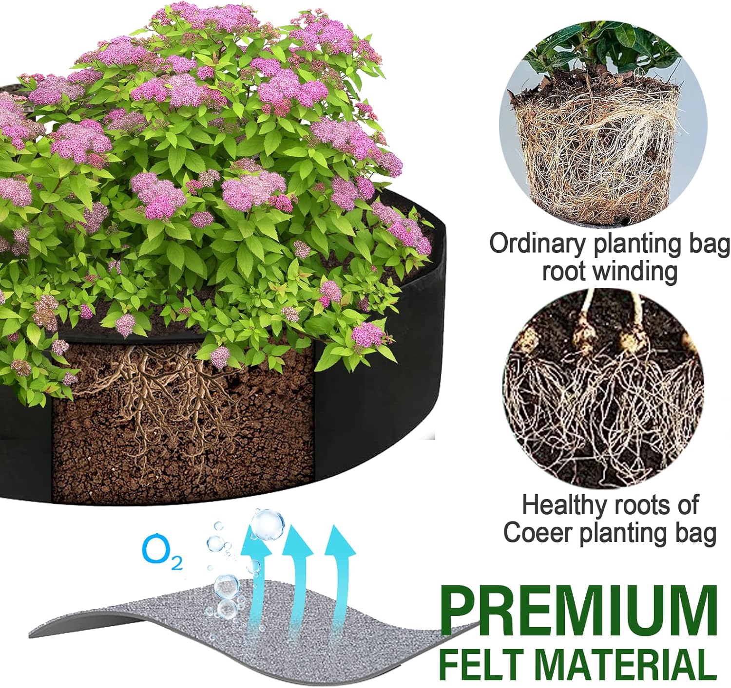 2-Pack 50 Gallon Plant Grow Bags, Large Fabric Raised Garden Bed with Handles,Durable Garden Beds Planters Aeration Gardening Container to Grow Vegetables for Outdoor Plants - Image 4