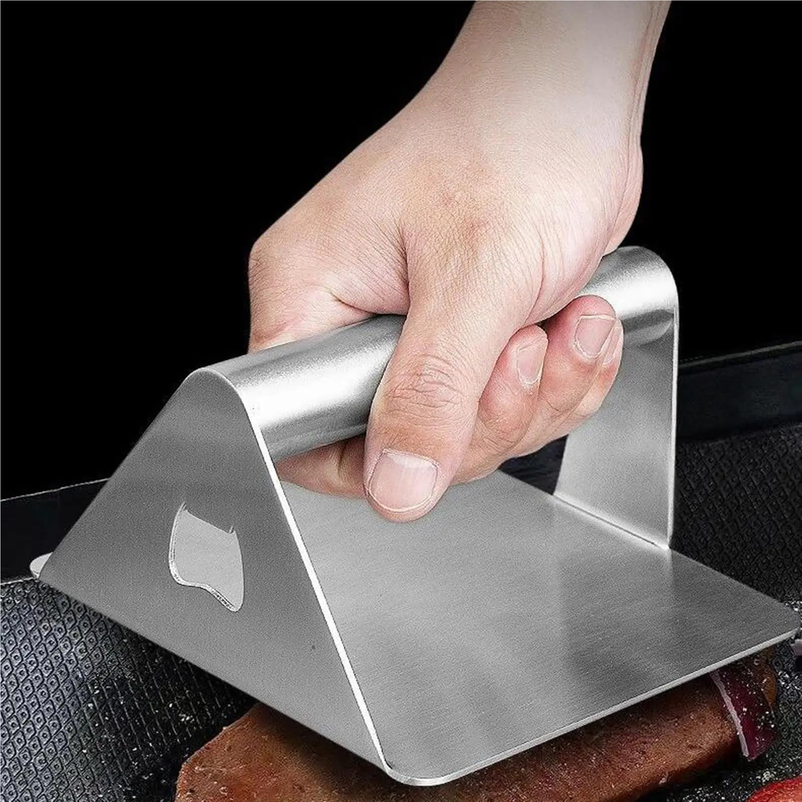 Hamburger-Patty-Maker, Edelstahl-Burgerpresse, rostfrei, Nicht klebrig, Steak, Smasher, Grillfleisch, Gemüseutensilien(Square)