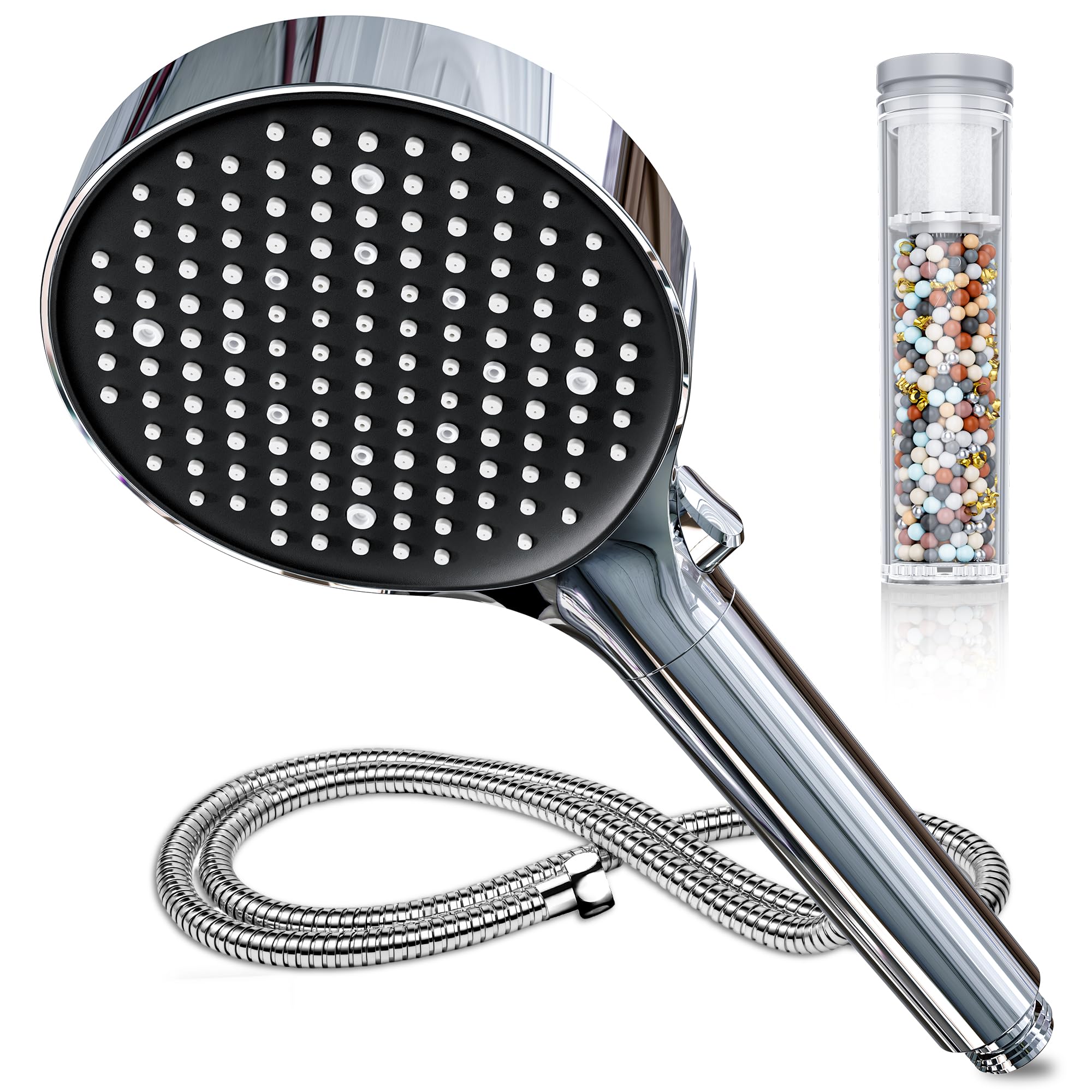 Magichome Duschkopf mit Filter in 25 Schichten, Hochdruck Handbrause 6 Strahlarten, Duschkopf Wassersparend mit Filtration Regendusche Druckerhöhend Sparduschkopf für Hartes Wasser, Rest-Chlor