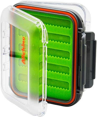 Alichino Caja de moscas para archivos de mosca, caja de plantillas de hielo de dos caras, impermeable, caja de pesca con mosca para ninfas y Inserto