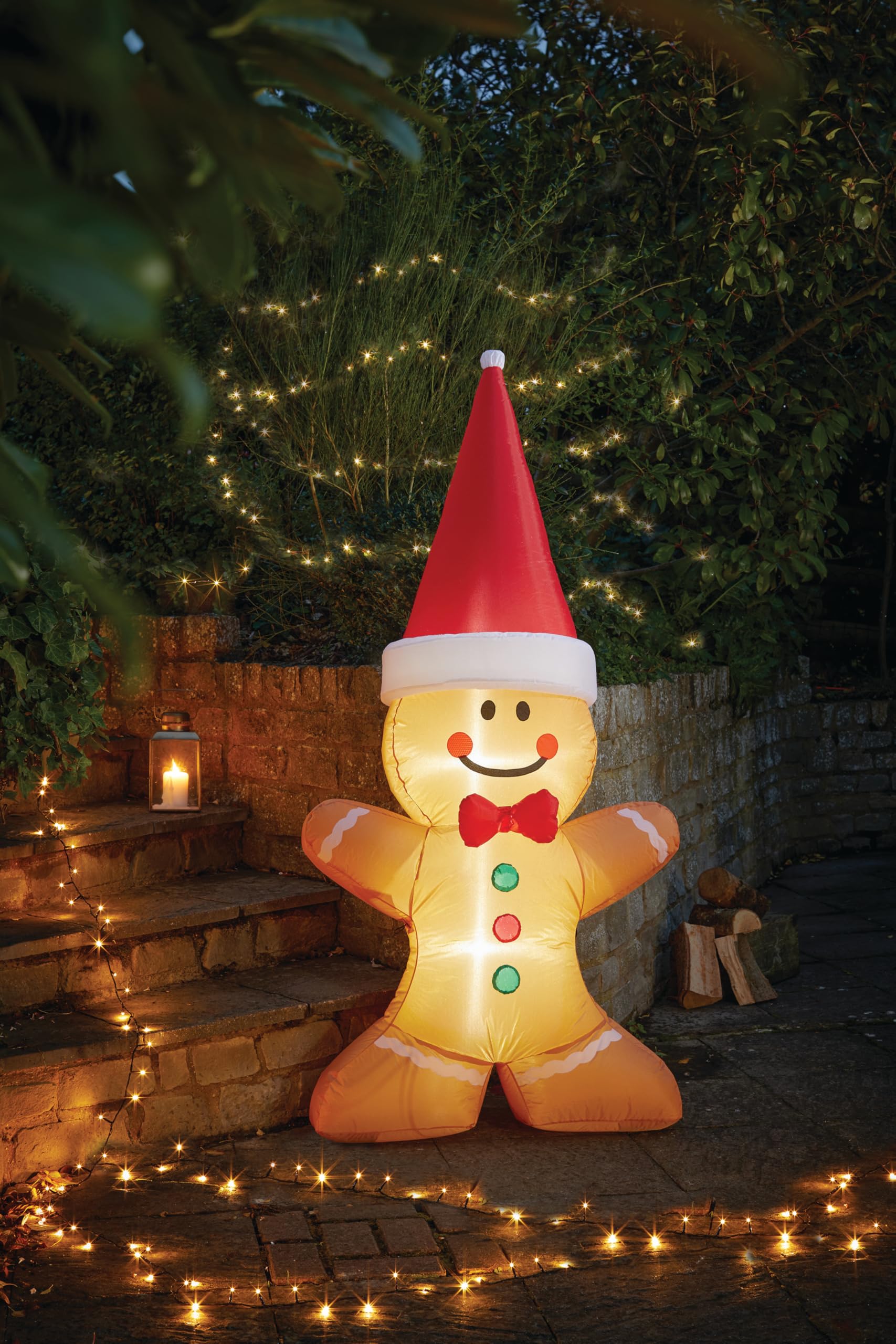 Smart Garden Christmas Self Inflating LED Giant Gingerbread Man - 1.2 Metre - Christmas Decoration For Front Garden, Lawn, Home - Festive Christmas Lighting