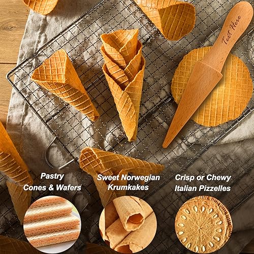 Miniatura 5 de Rodillo Pizzelle personalizado, molde de cono de helado con nombre personalizado (personalizado)