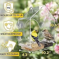 Vista 4 de Premium Window Bird Feeder for Outside - Clear Bird House w/Largest Window for Viewing Birds - Easy to Install & Sturdy Feeder w/Extra Strong
