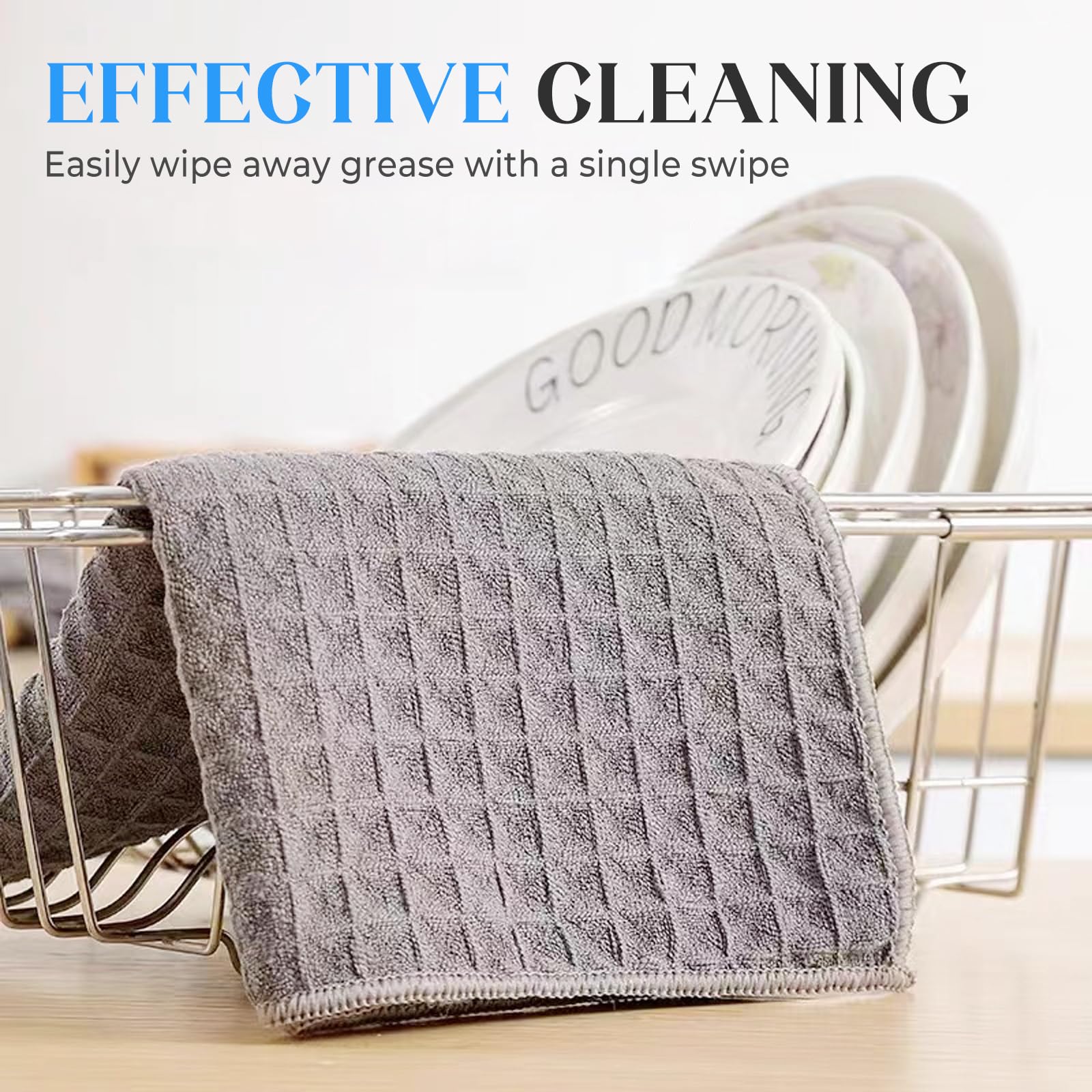 Panni in microfibra per la pulizia di casa, cucina e bagno, 2025, panni per lavare superfici, specchi, auto e moto (confezione da 5, grigio chiaro)