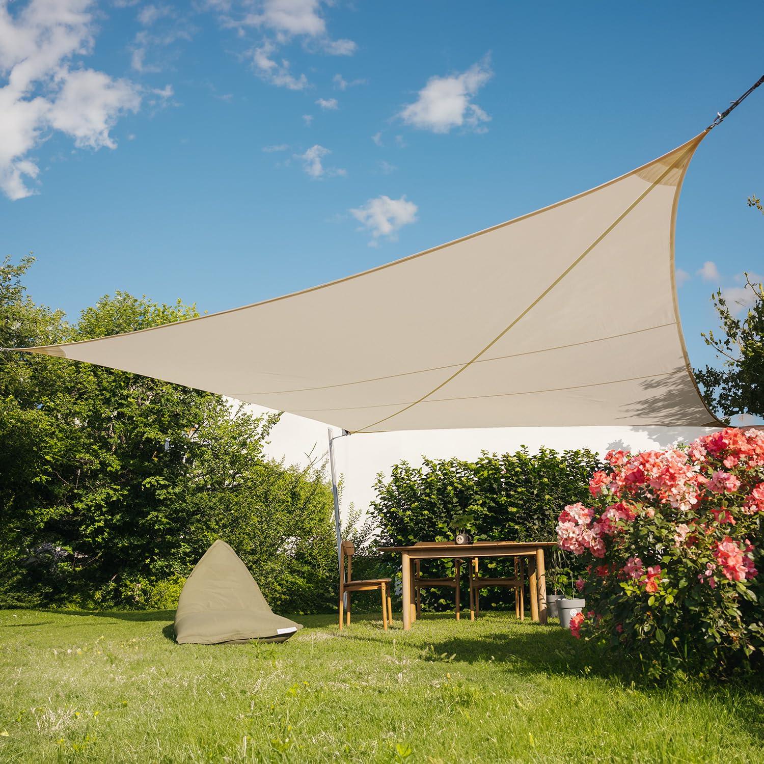 EZ Breez Vela Ombreggiante Impermeabile Beige Rettangolare 3x5 m Protezione UV Tenda a Vela per Giardino Balcone Terrazza e Piscina