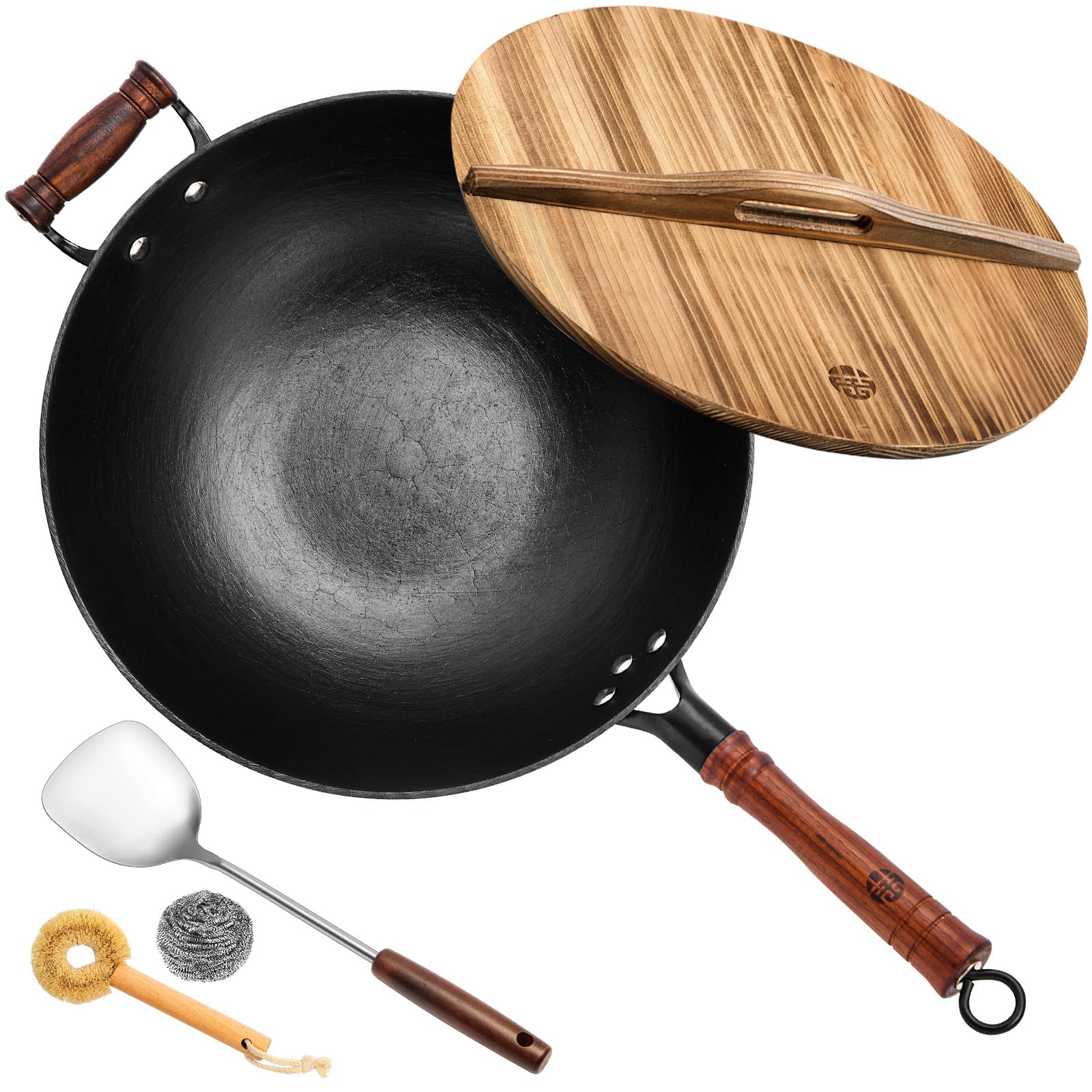 WANGYUANJI 14.2 Inch Cast Iron Wok