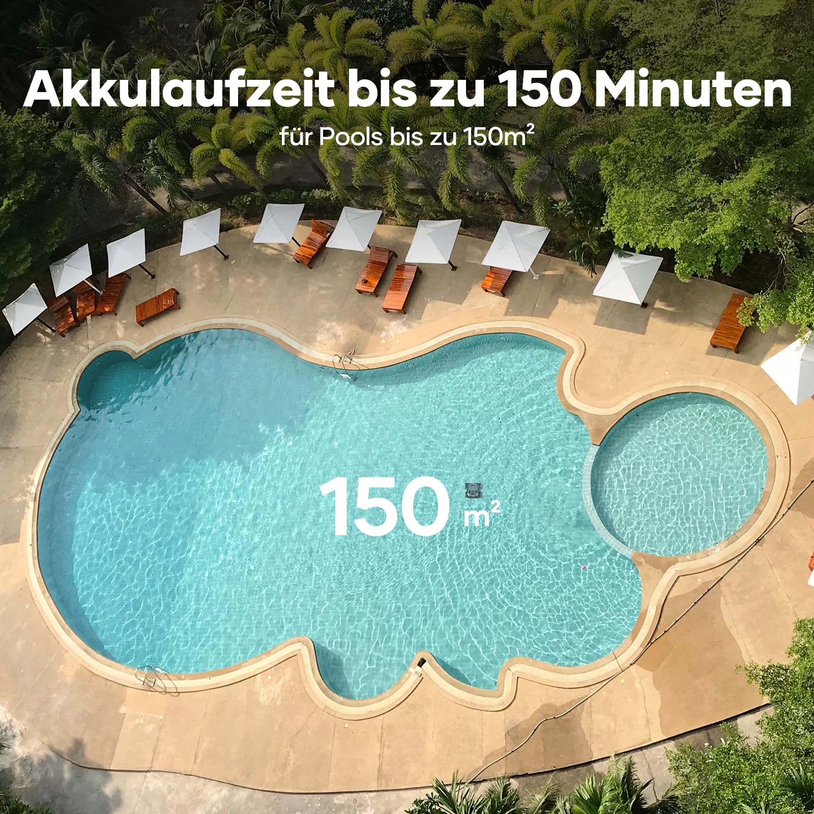 AIPER Poolroboter Boden und Wand, Quad-Motorensystem, WavePath Navigationstechnologie, 3 Reinigungsmodi, Wandklettern Poolroboter Ideal für Pool bis zu 150㎡(Generalüberholt)