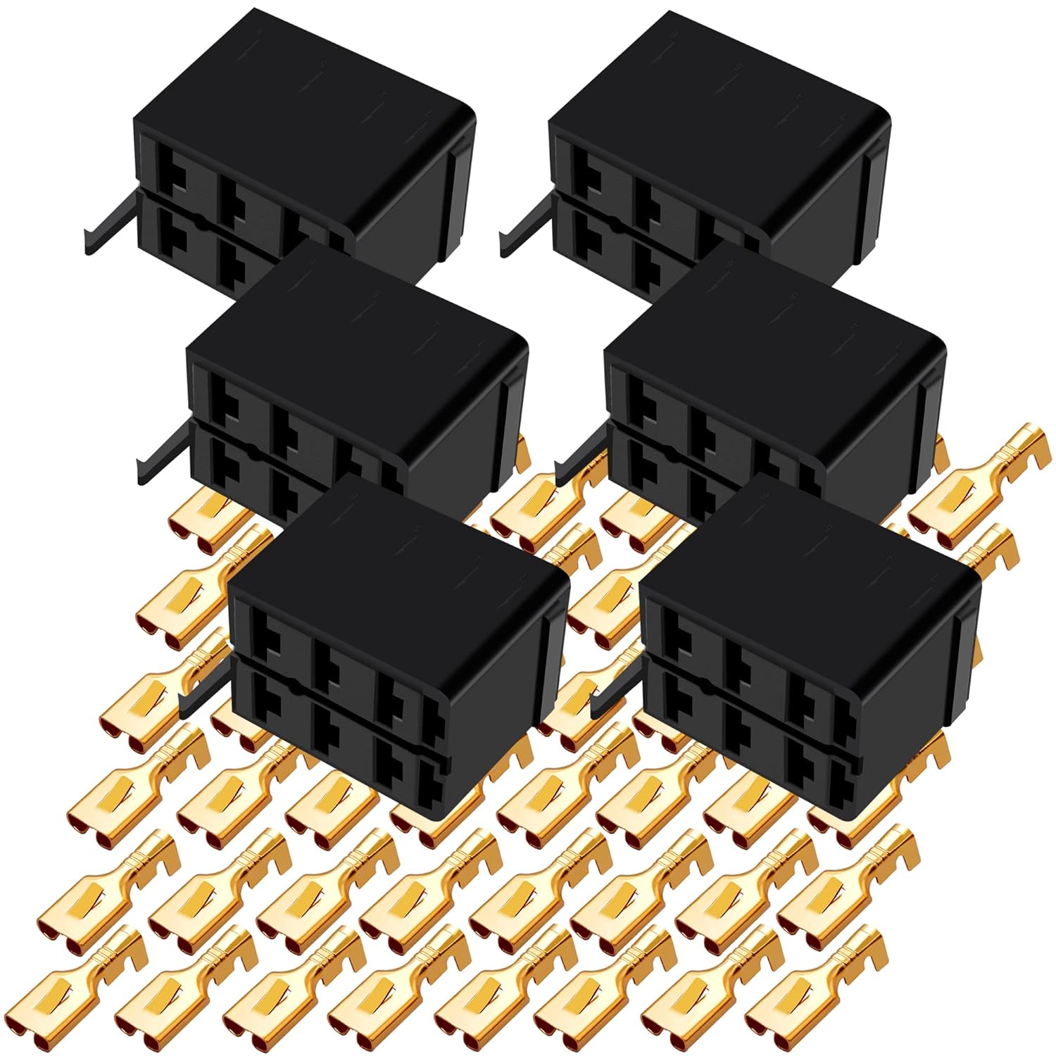 6 Sets Lot/Sets 6.3mm 14-16AWG Female Gold Spade Terminal Connector + Rocker Switch Plug Connect Box Socket ARB Carling (6 Sets)