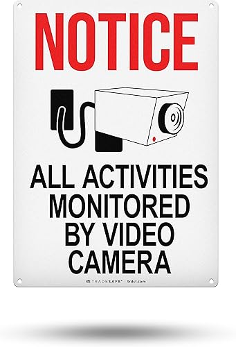 Miniatura 7 de TRADESAFE Señal de videovigilancia - Monitoreadas con la Videocámara - Señal español, de seguridad de aluminio de instalación rápida, reflectante de