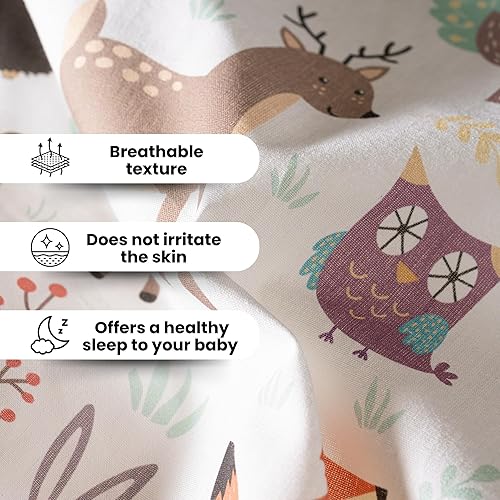 Vista 13 de Fitted Crib Sheets,Organic Sheet Set for Toddler Mattress, Turkish Cotton Mini Crib Sheets Set for Crib Mattress,1 Fitted Sheet (28"x52") for Baby