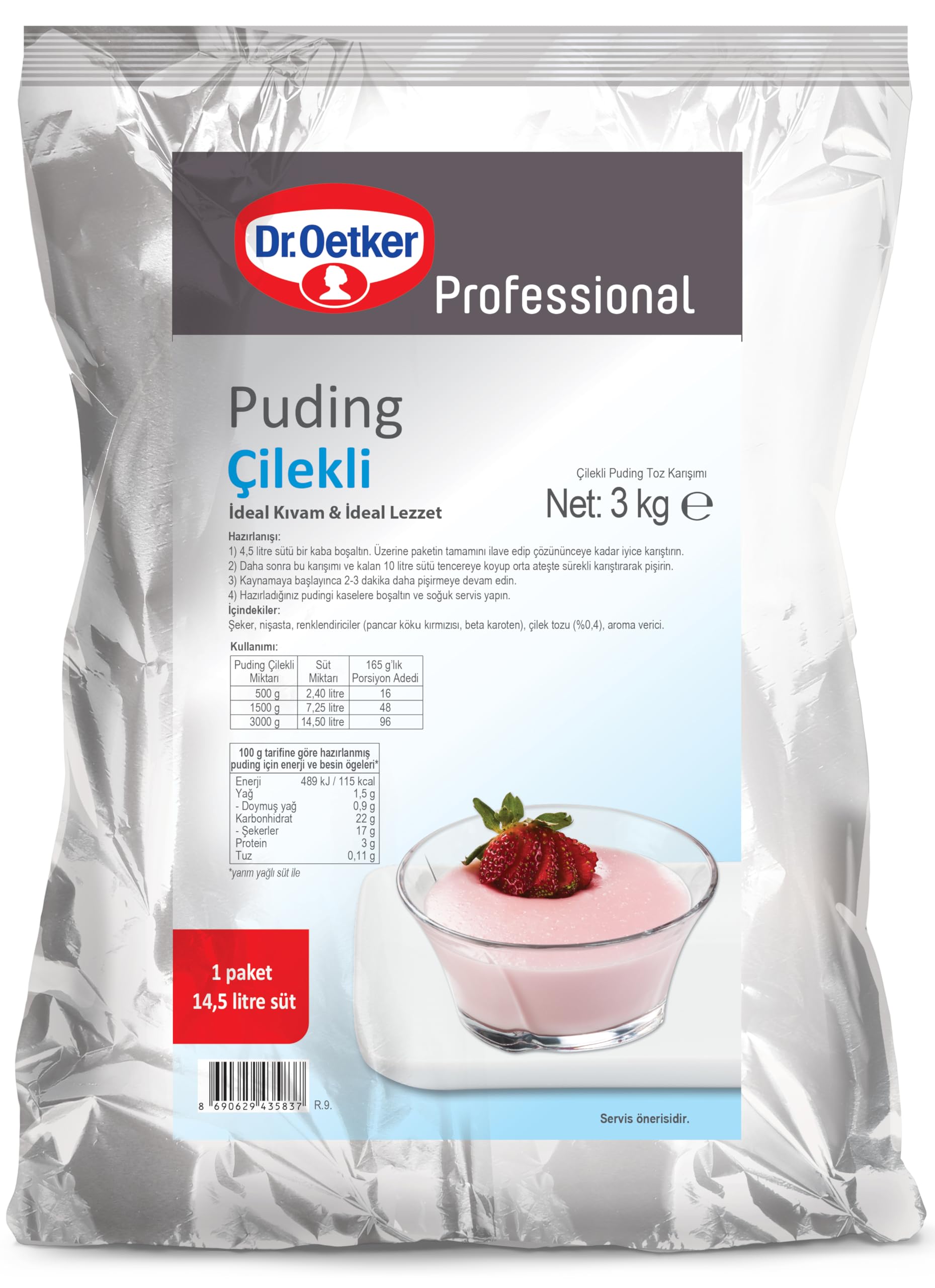 Dr. Oetker Çilekli Puding 3 Kg