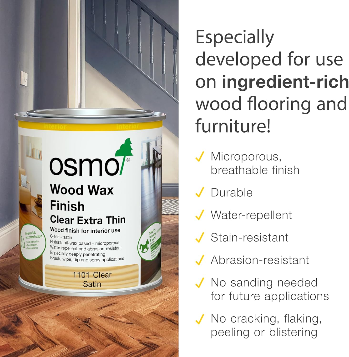 Osmo Wood Wax Finish Extra Thin - 1101 Clear - .75 Liter